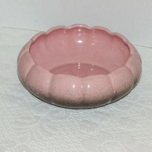 Vintage Beauceware Low Planter Mid-Century Pink & Black 202 Large 8.5" Round